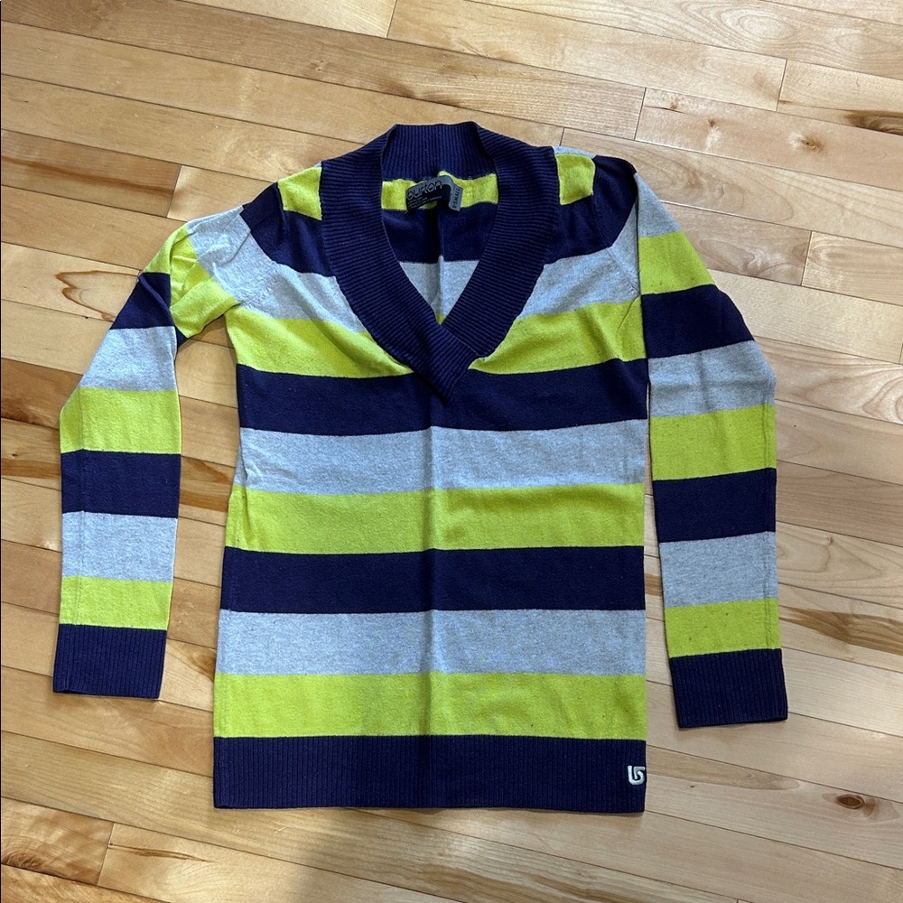 Burton Purple, Grey and Yellow V-Neck Sweater